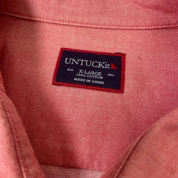 UNTUCKit Mens Red Long Sleeve Button Down Shirt XLarge Cotton Casual READ - Picture 6 of 6
